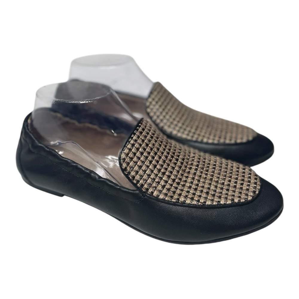 NYDJ Women’s Douglas Soft Nappa Leather With Woven Raffia Slip On Loafers